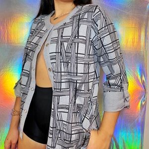 Vintage geometric fashion cardigan 🤍🔥